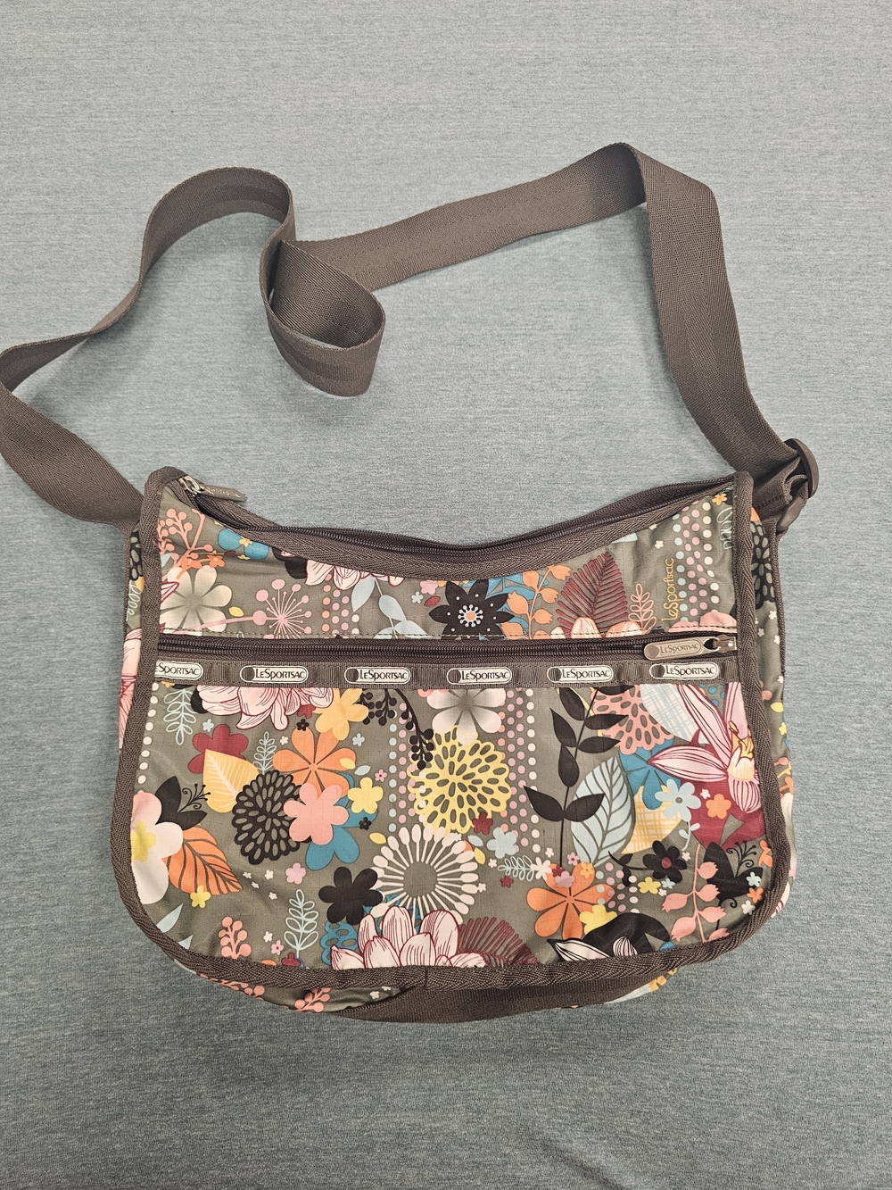 Lesportsac Brown Floral Print Crossbody Bag